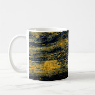 Caneca De Café Textura única de mármore preto com efeito de ouro