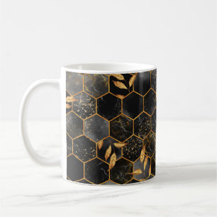 Caneca De Café Textura uniforme de hexágono mármore com folhas