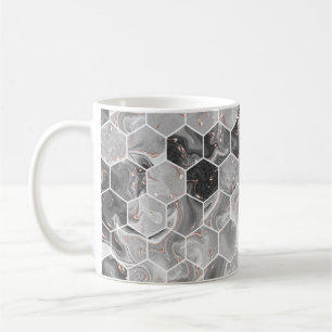 Caneca De Café Textura uniforme de hexágono mármore com padrão