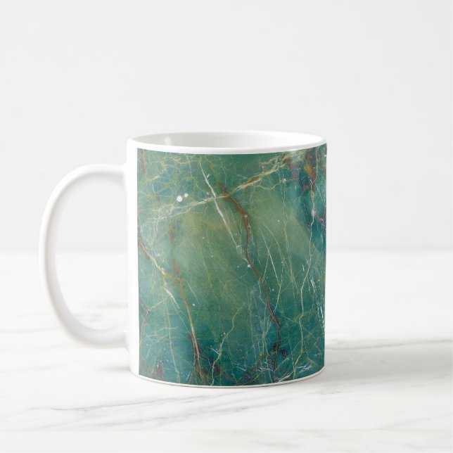 Caneca De Café Textura verde de mármore malaquita, estrutura deta (Esquerda)