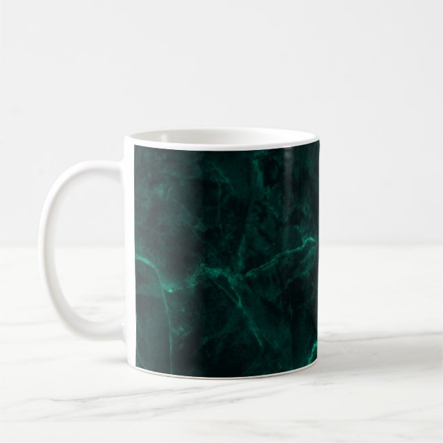Caneca De Café Textura verde escura de mármore (Esquerda)