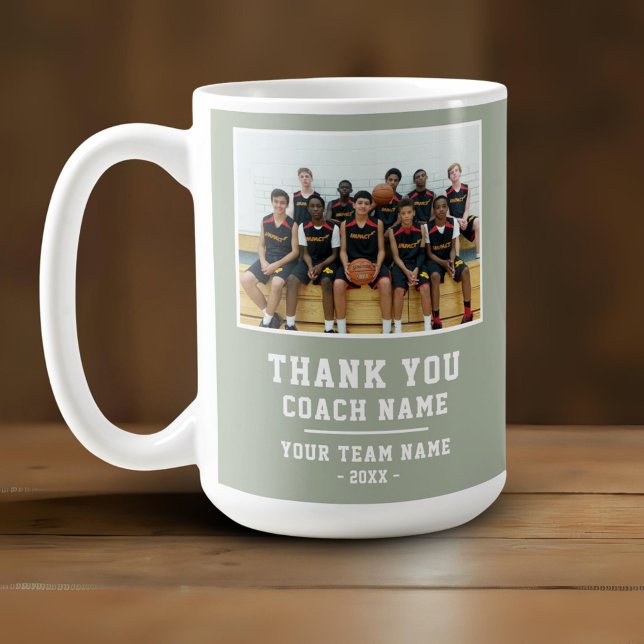 Caneca De Café Thank you Coach Team Name Photo (Criador carregado)