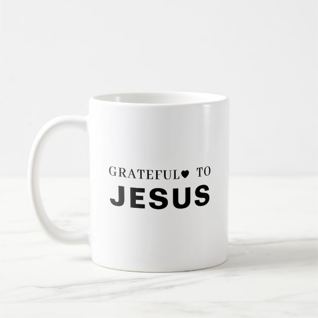 Caneca De Café Thank You Jesus Modern Christian Faith Heart (Esquerda)