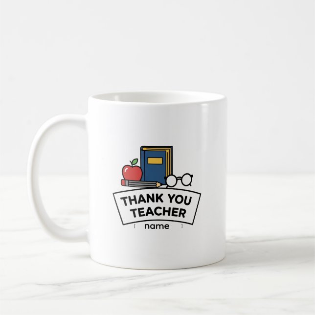 Caneca De Café Thank You Teacher – Appreciation Coffee Mug Gift (Esquerda)