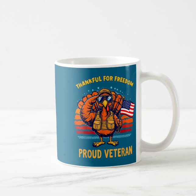 Caneca De Café Thankful For Dom Proud Veteran Patriotic Thanksgiv (Direita)