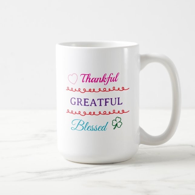 Caneca De Café Thankful Grateful Blessed Mug | Faith Inspired Cof (Direita)