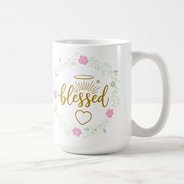 Caneca De Café Thankful Grateful Blessed Mug – Positive Inspirati (Direita)