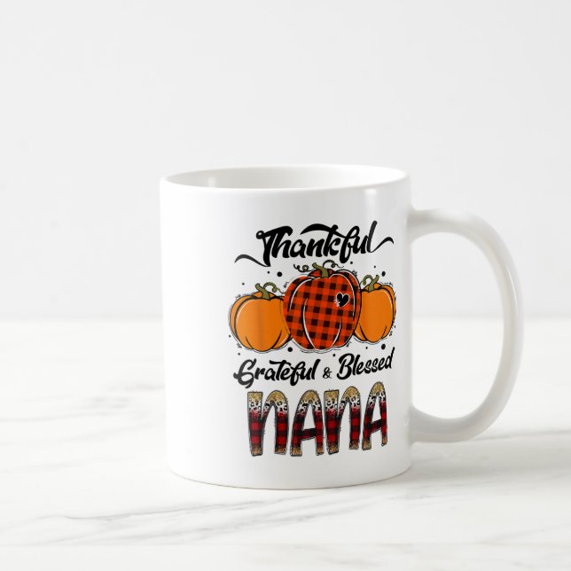 Caneca De Café Thankful Grateful Blessed Nana Plaid Thanksgiving  (Direita)