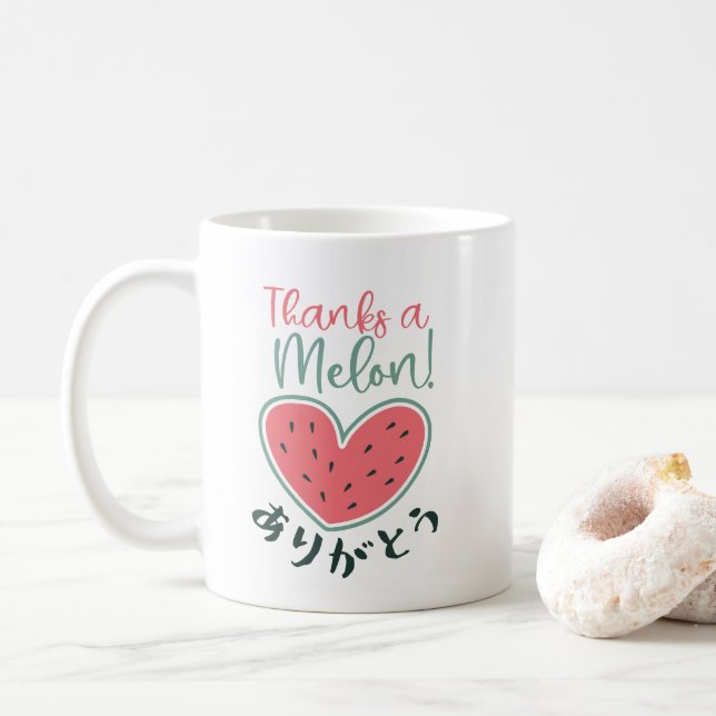 Caneca De Café Thanks a Melon Kawaii Heart Watermelon Japanese (Com Donut)