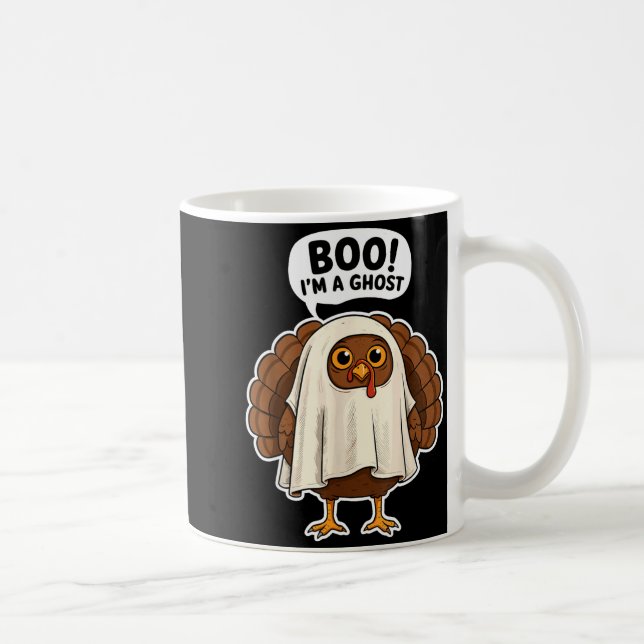 Caneca De Café Thanksgiving Ghost Turkey Disguise Funny Halloween (Direita)
