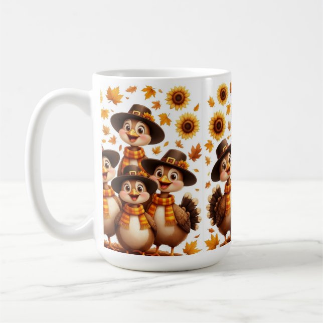 Caneca De Café Thanksgiving Mug with turkeys family (Esquerda)