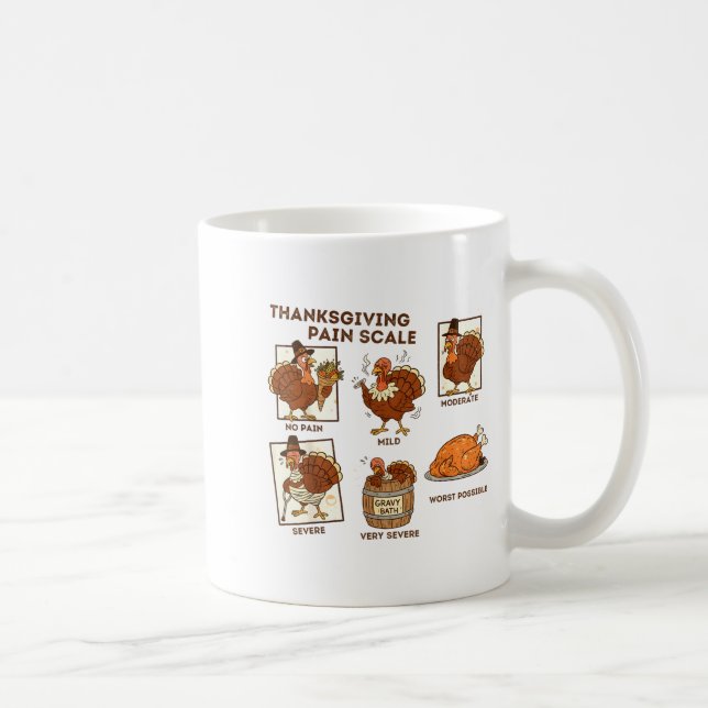 Caneca De Café Thanksgiving Pain Scale Turkey Funny Nurse Medical (Direita)