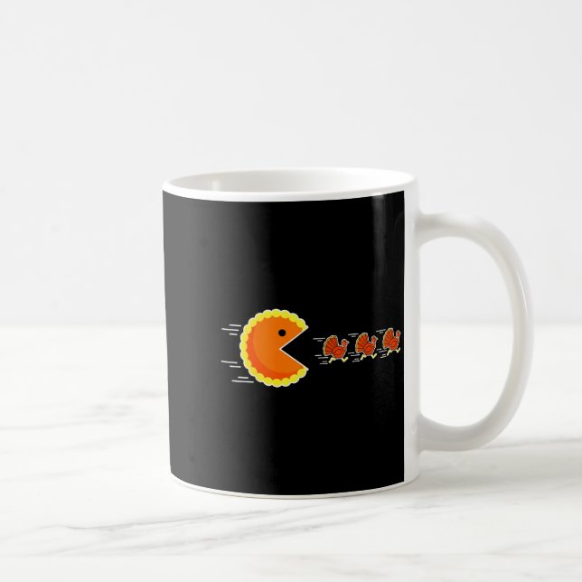 Caneca De Café Thanksgiving Pumpkin E Chasing Turkey Gamer Men Wo (Direita)