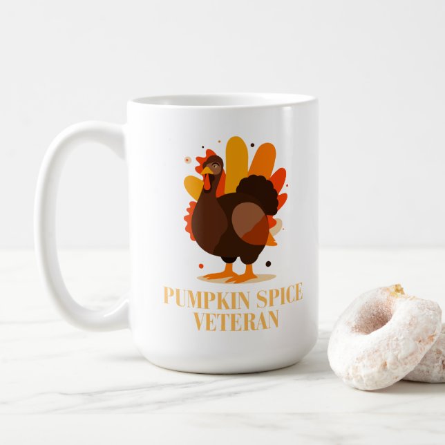 Caneca De Café Thanksgiving Pumpkin Spice Veteran (Com Donut)
