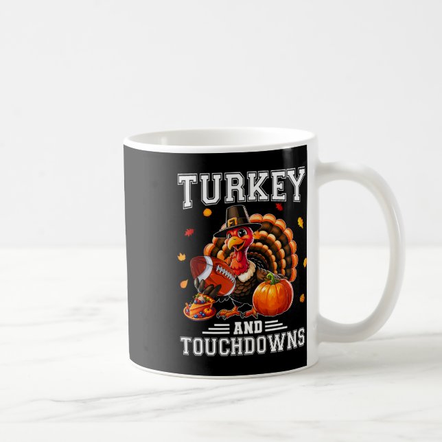 Caneca De Café Thanksgiving Turkey And Touchdowns Footbyll Men Ki (Direita)
