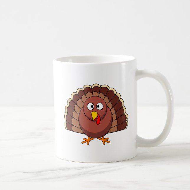 Caneca De Café Thanksgiving Turkey With Pumpkin Cartoon (Direita)