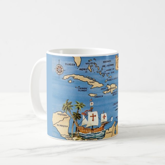Caneca De Café The Caribbean Map Mug (Frente Esquerda)