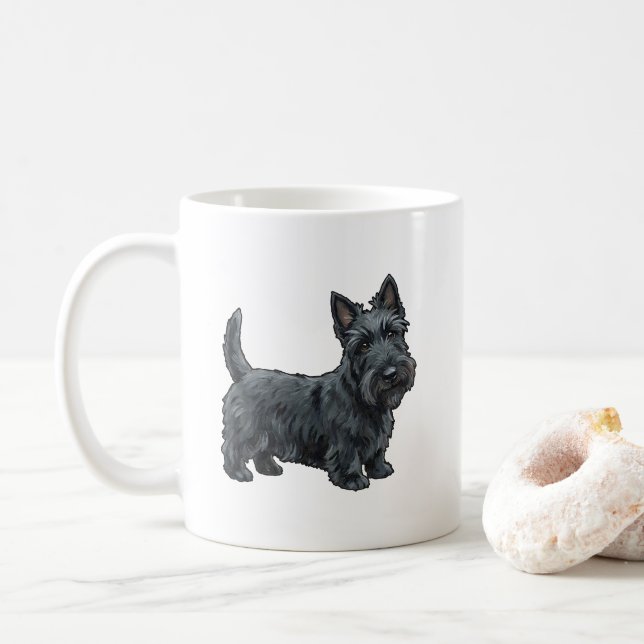 Caneca De Café The Highland Diehard – Scottish Terrier Spirit Art (Com Donut)