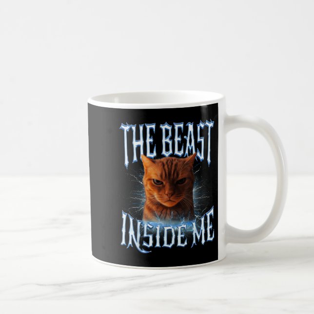 Caneca De Café The Inside Me Funny Cat Joke Meme Graphic  (Direita)