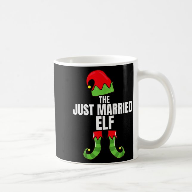 Caneca De Café The Just Married Elf Matching Family Christmas Gro (Direita)
