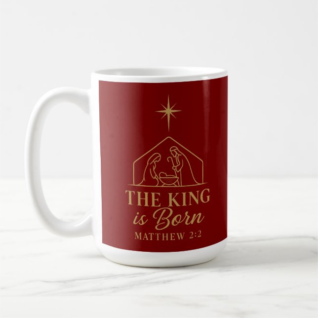 Caneca De Café The King Is Born Nativity Christmas Design (Esquerda)