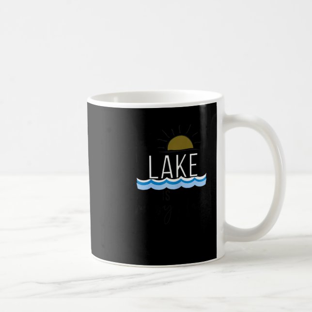 Caneca De Café The Lake Is My Happy Place Boating Gift  (Direita)