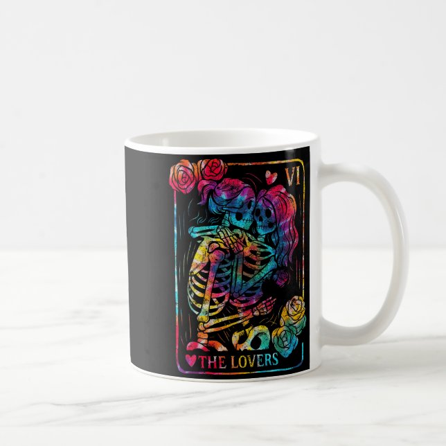 Caneca De Café The Lovers Tarot Card Gothic Occult Kissing Skelet (Direita)