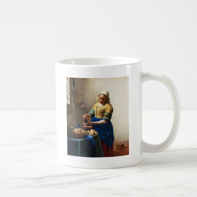 Caneca De Café The Milkmaid, Custom gifts. Painting by Vermeer (Direita)