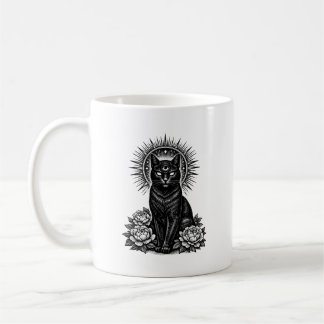 Caneca De Café The Mystic Feline - Third Eye Cat Woodcut