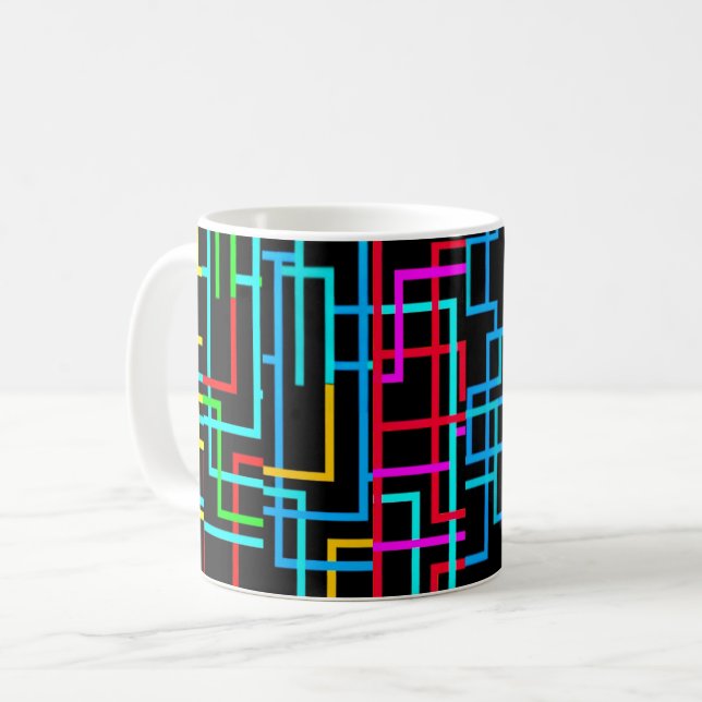 Caneca De Café The Neon Retro Grid (Frente Esquerda)
