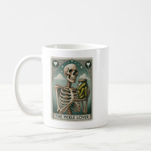 Caneca De Café The Pickle Lover Tarot, Funny Pickle Shirt, Skelet (Esquerda)