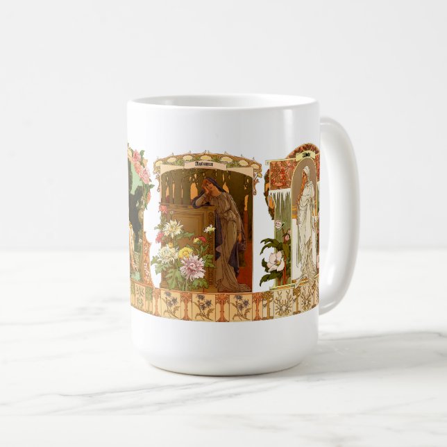 Caneca De Café The Seasons Art Nouveau by Sonrel. (Frente Esquerda)