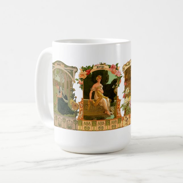 Caneca De Café The Seasons Art Nouveau by Sonrel (Frente Esquerda)