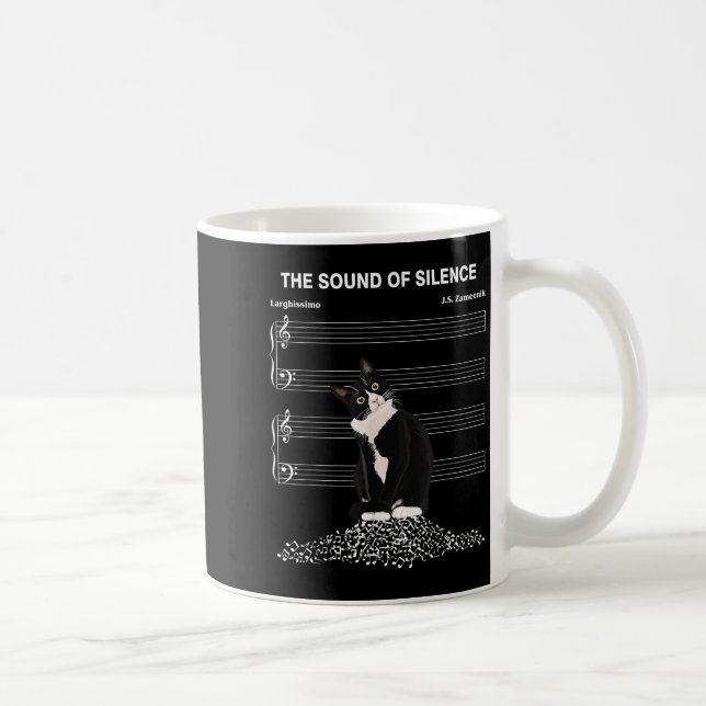 Caneca De Café The Sound Of Silence Music And Cats Lover  (Direita)