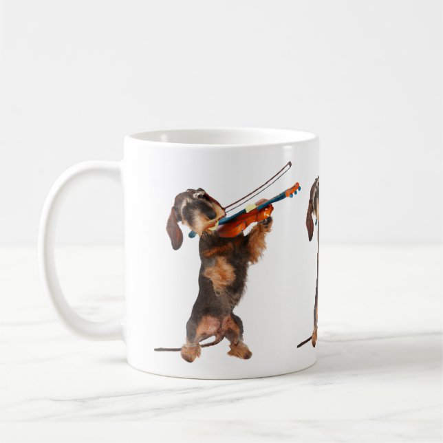 Caneca De Café The Wirehaired Dachshund Playing A Violin (Esquerda)