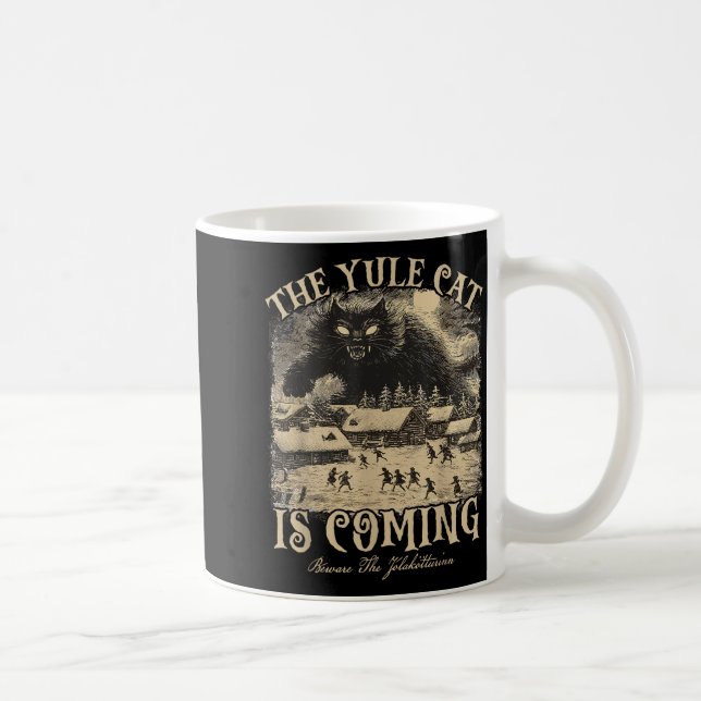 Caneca De Café The Yule Cat Is Coming Icelandic Christmas Cat Mom (Direita)