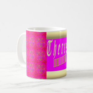 Caneca De Café Theresa design chocante rosa e ouro