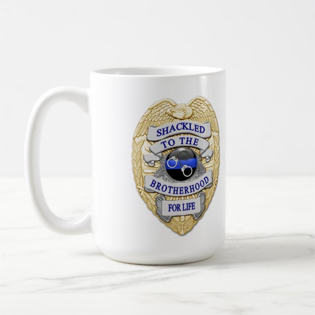 Caneca De Café Thin Blue Line - Preso à Insígnia da Irmandade (Esquerda)