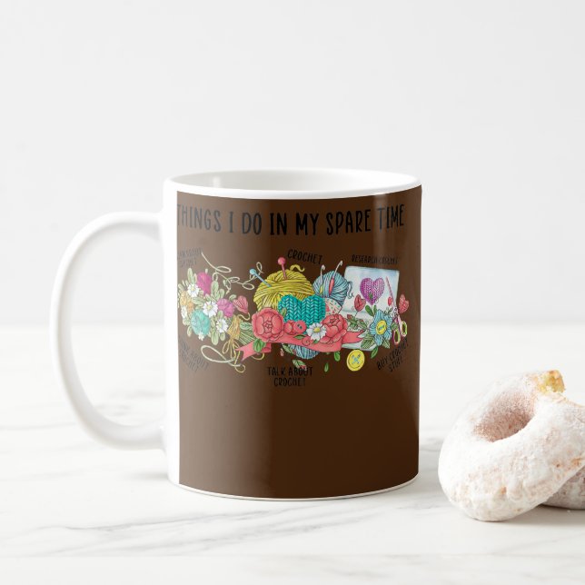 Caneca De Café Things I Do In My Spare Time Crochet Funny (Com Donut)