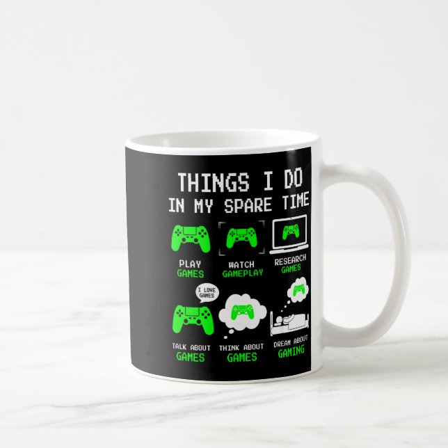 Caneca De Café Things I Do In My Spare Time Gaming Funny Gamer Bo (Direita)