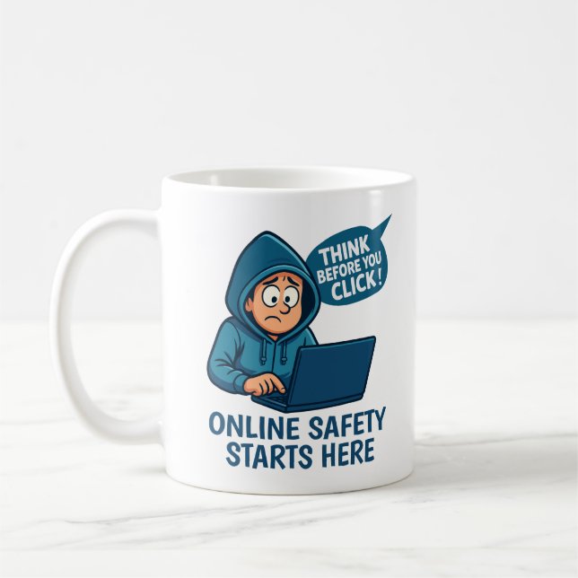 Caneca De Café Think Before You Click - Online Safety Awareness (Esquerda)