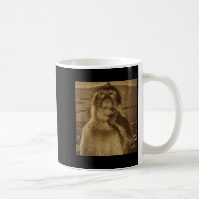 Caneca De Café Thinking Monkey Meme Vintage Retro  (Direita)