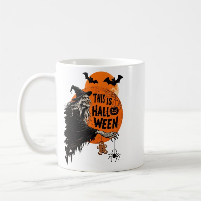 Caneca De Café This is Halloween Scary Witch Retro Spooky Party (Esquerda)