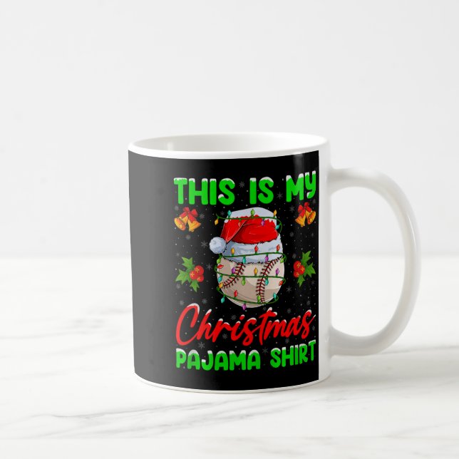 Caneca De Café This Is My Baseball Christmas Pajamas Funny Baseba (Direita)