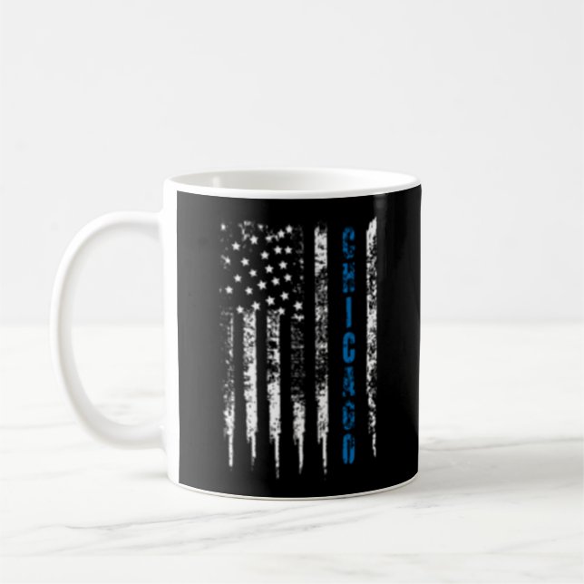 Caneca De Café Thline Line Blue Chicago aflige a polícia nacional (Esquerda)