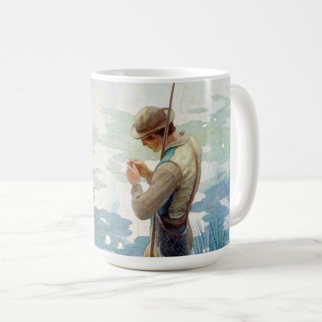Caneca De Café Thoreau Fisheries em Walden Pond por N. C. Wyeth (Frente Esquerda)