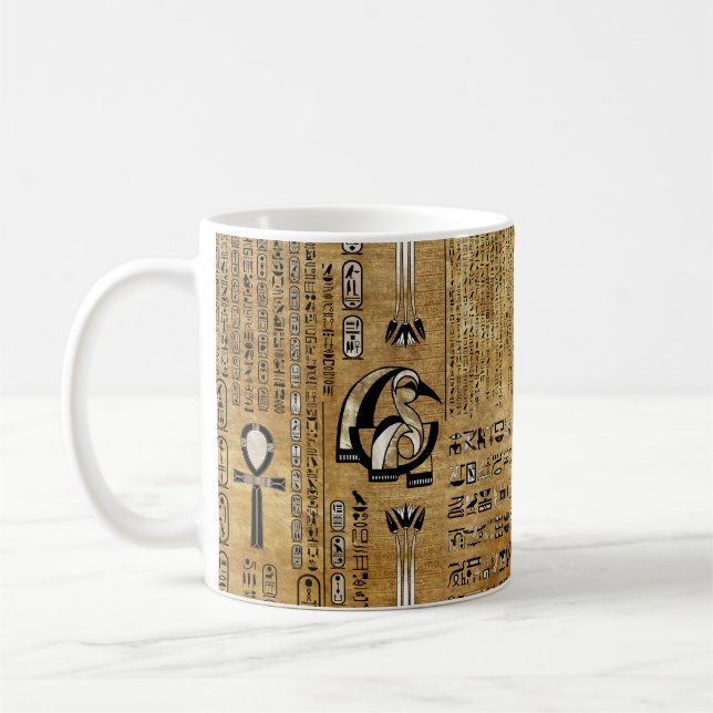 Caneca De Café Thoth - Deus egípcio de Djihuty - Dourado e Pérola (Esquerda)
