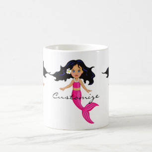 Caneca De Café Thunder_Cove da Sereia de cauda rosa-branca