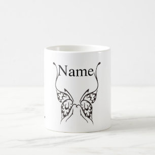 Caneca De Café Thunder_Cove da Tatuagem de Borboleta Estilizada