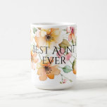 Caneca De Café Tia bonito Boho Orange Watercolor<br><div class="desc">Flores selvagens bonito românticas - Melhor Tia Nunca. Perfeito para primavera, verão ou eventos de outono. Belo trabalho de arte de aquarela de flor silvestre para ocasiões de campo, boho, jardim e tema floral. Para começar a alterar nomes e detalhes do evento, clique em "Personalizar este modelo" e edite o...</div>